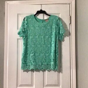 Philosophy green crochet blouse NWT